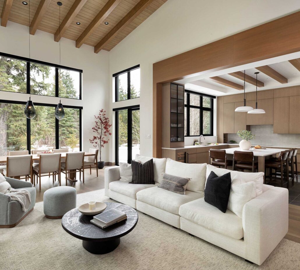 bright living room with white couch