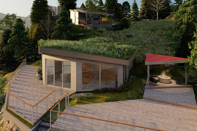 EcoHaven before and after slider of render