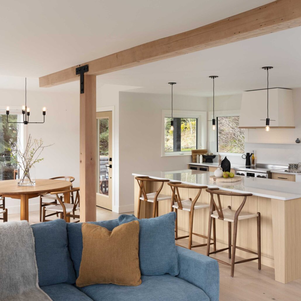 Open concept kitchen and living space designed as one cohesive environment